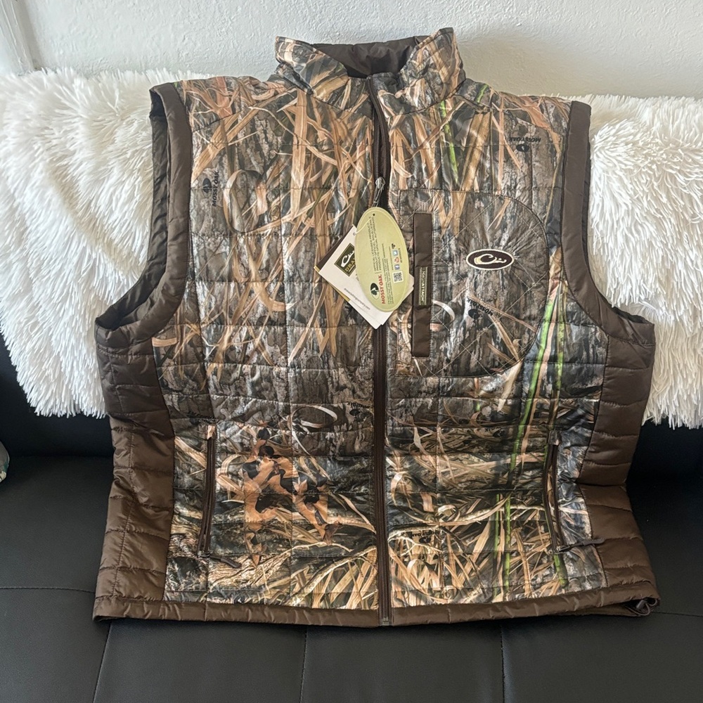 Drake Camo Quilted Vest with Dark Brown Details